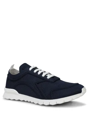 Debossed Knit Runner Sneaker in Navy Blue