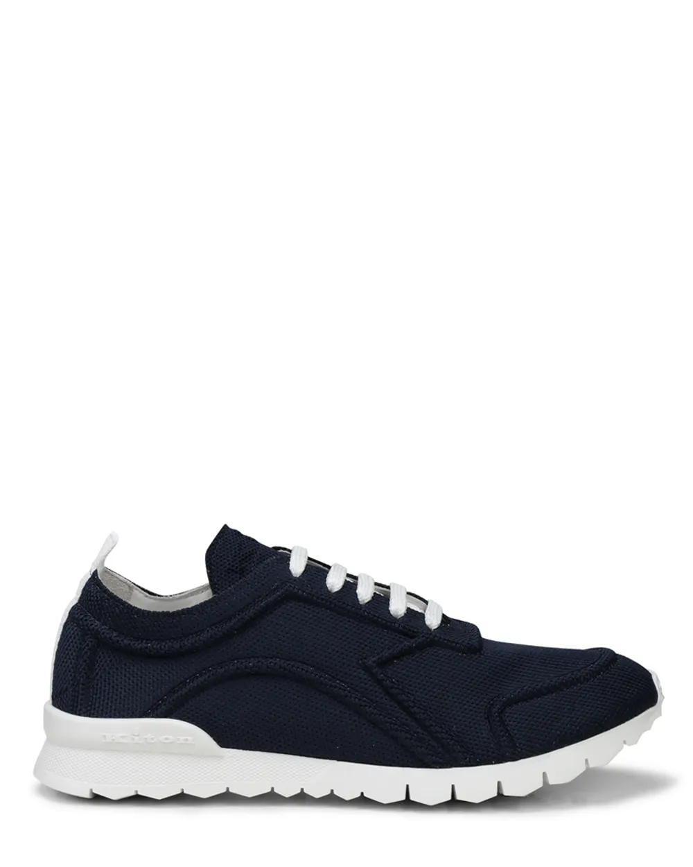 Debossed Knit Runner Sneaker in Navy Blue