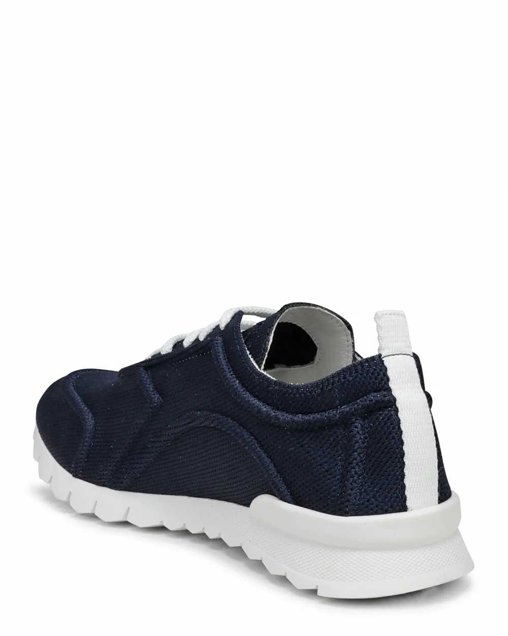 Debossed Knit Runner Sneaker in Navy Blue