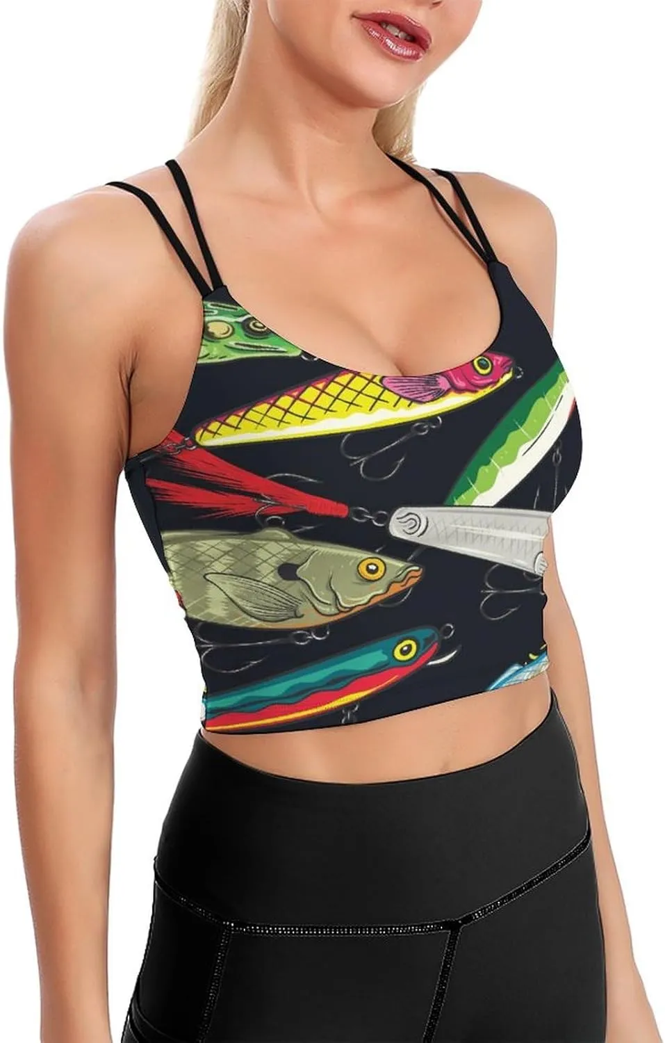 Donnapink Women Sports Bra, Crisscross Back Padded Camisole Tank Top Shirts (S-2XL)