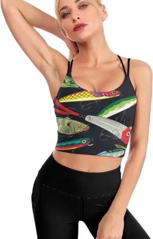 Donnapink Women Sports Bra, Crisscross Back Padded Camisole Tank Top Shirts (S-2XL)