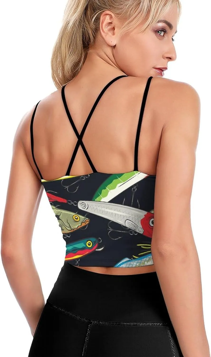 Donnapink Women Sports Bra, Crisscross Back Padded Camisole Tank Top Shirts (S-2XL)