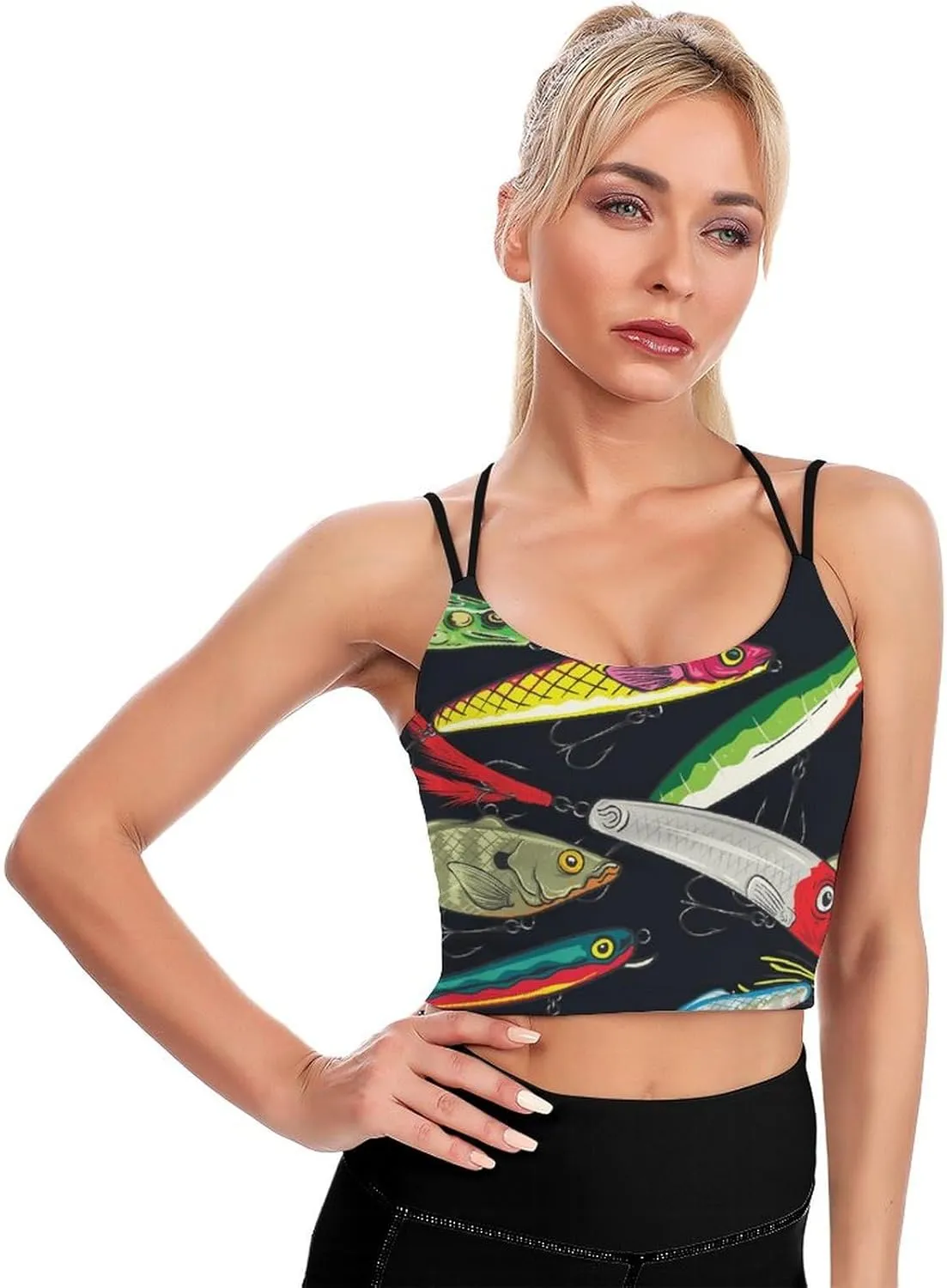 Donnapink Women Sports Bra, Crisscross Back Padded Camisole Tank Top Shirts (S-2XL)