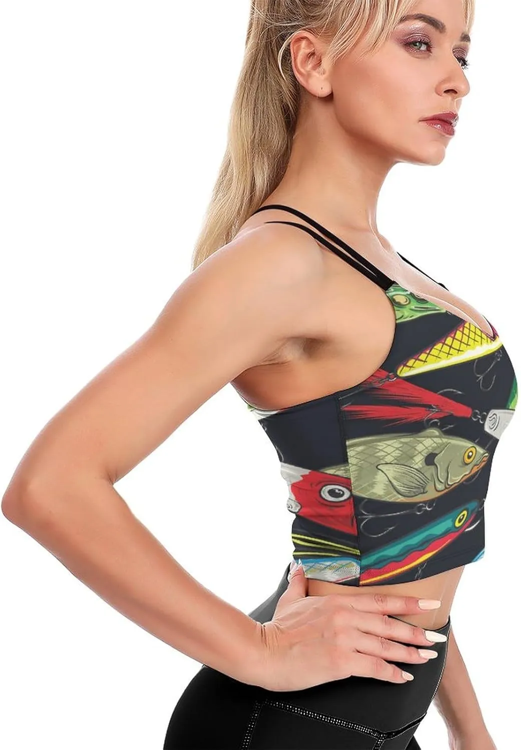 Donnapink Women Sports Bra, Crisscross Back Padded Camisole Tank Top Shirts (S-2XL)