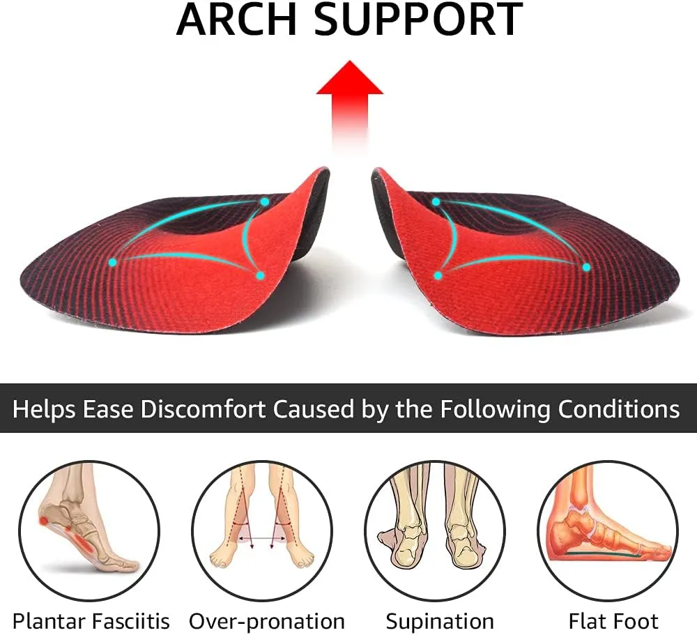 Dr. Foot's 3/4 Length Orthotic Insoles, High Arch Support Inserts for Flat Feet Plantar Fasciitis Over-Pronation and Foot Pain (Small (Men's 5-6 / Women's 6-7))