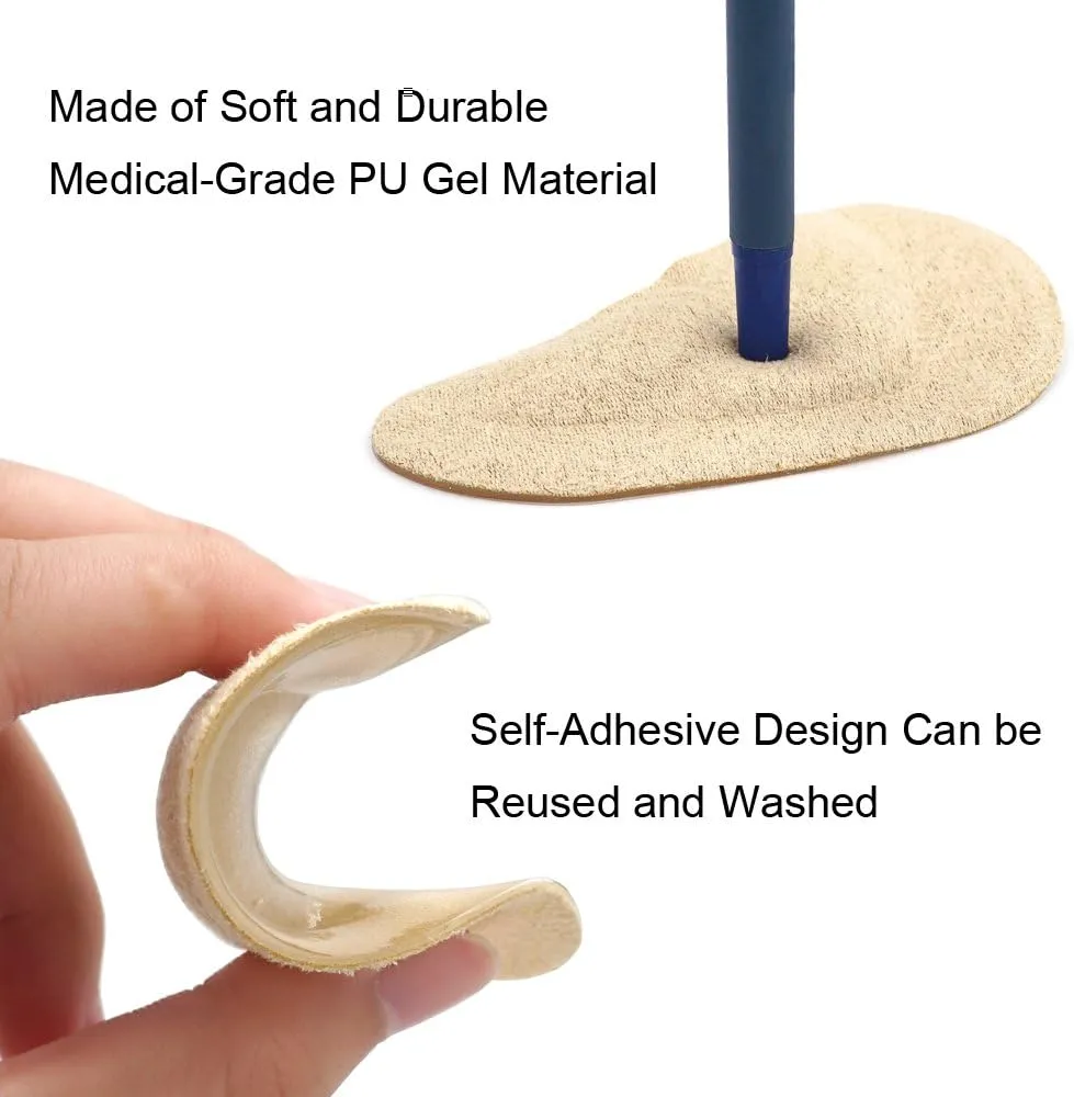 Dr.Foot Plantar Fasciitis Arch Support Shoe Insoles 5 Pairs, Thicken Gel Arch Pads for Flat Feet - Self-Adhesive Arch Cushions Inserts for Men and Women