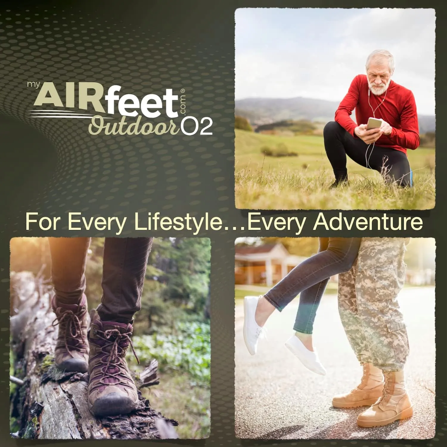 Dynamic Active Arch Support, AIRfeet Outdoor O2, Shoe Insoles relieves Pain associated to Plantar Fasciitis, Flat Feet Designed specifically for Hiking, Hunting, Outdoor Recreation (Small)