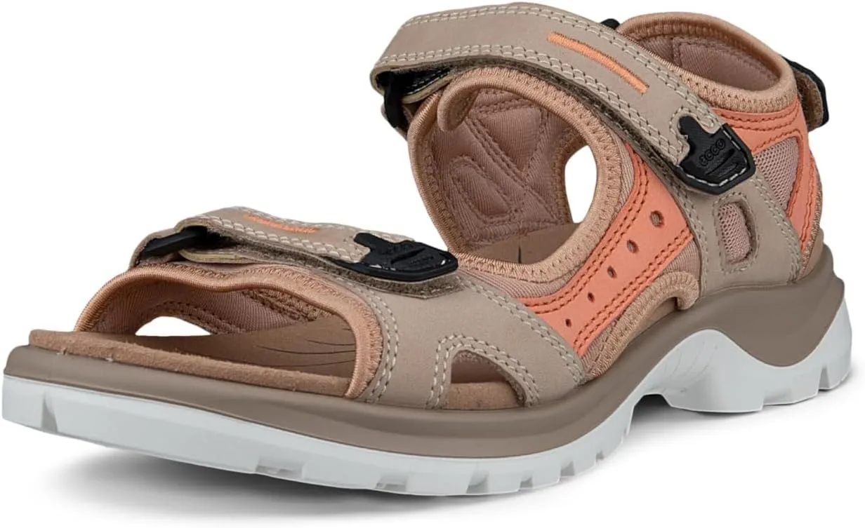 ECCO Women's Yucatan Sport Sandal, Nude/Coral Nubuck, 5-5.5