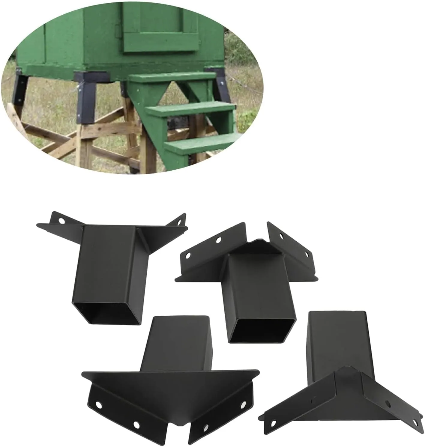 ECOTRIC Deer Stand Brackets 4x4 Deer Blind Brackets, 4Pcs Compound Angle Platform Bracket for Deer Hunting, Shooting Shack, Observation Decks, Tree Houses, Swing Sets, Outdoor Platforms