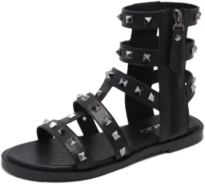 EFTCAL Women's Lace Up Thick Sole High Top Roman Sandals,Open Toe Cutout Breathable Comfortable Flat Casual Fashion Leather Sexy Gladiator Sandal
