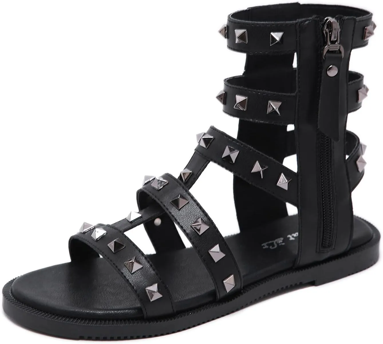 EFTCAL Women's Lace Up Thick Sole High Top Roman Sandals,Open Toe Cutout Breathable Comfortable Flat Casual Fashion Leather Sexy Gladiator Sandal
