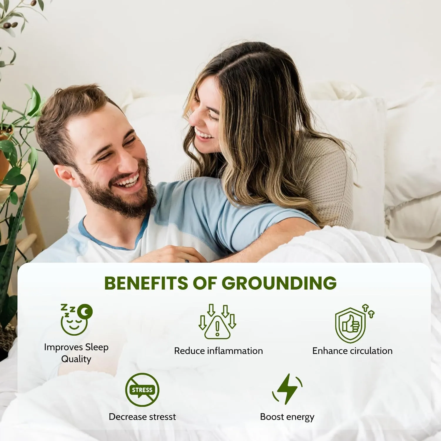 ELECTRAWAVE Premium Grounding Queen Flat Sheet 94" x 102", Queen Grounding Pillowcases – 93% Organic Cotton, 7% Pure Silver Fiber, Earthing Sheet Sleep Support, Wellness Naturally