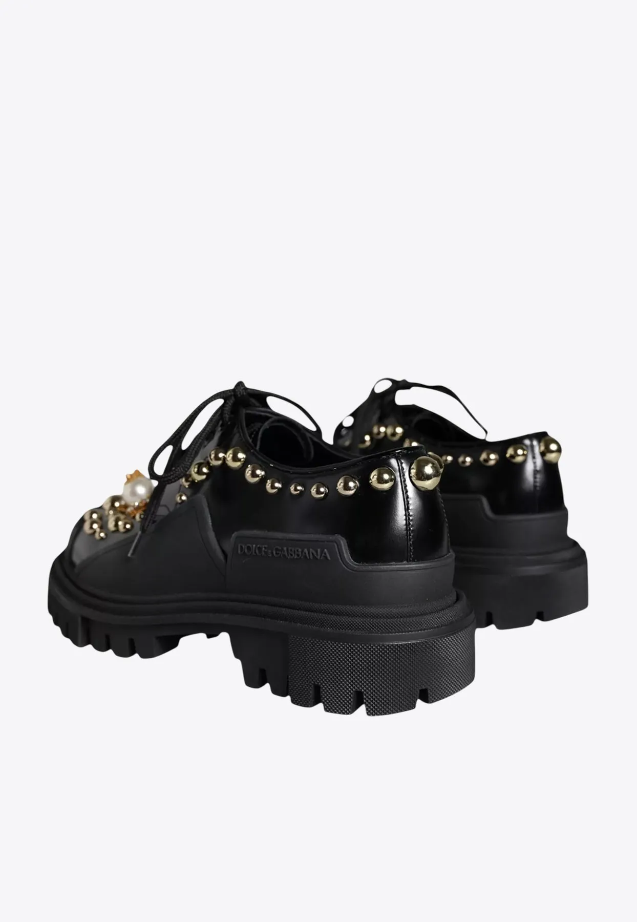 Embellished Leather Trekking Derby Shoes