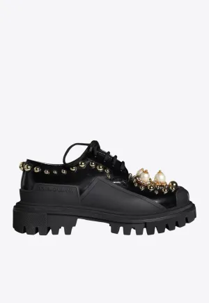 Embellished Leather Trekking Derby Shoes