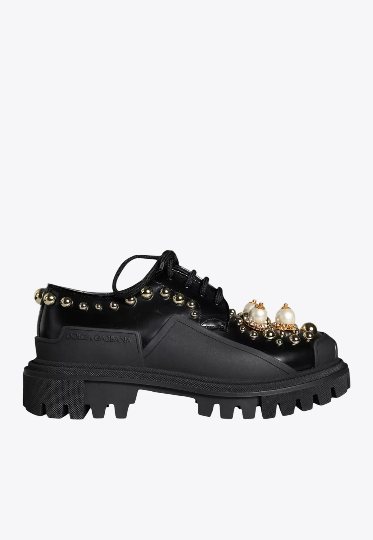 Embellished Leather Trekking Derby Shoes