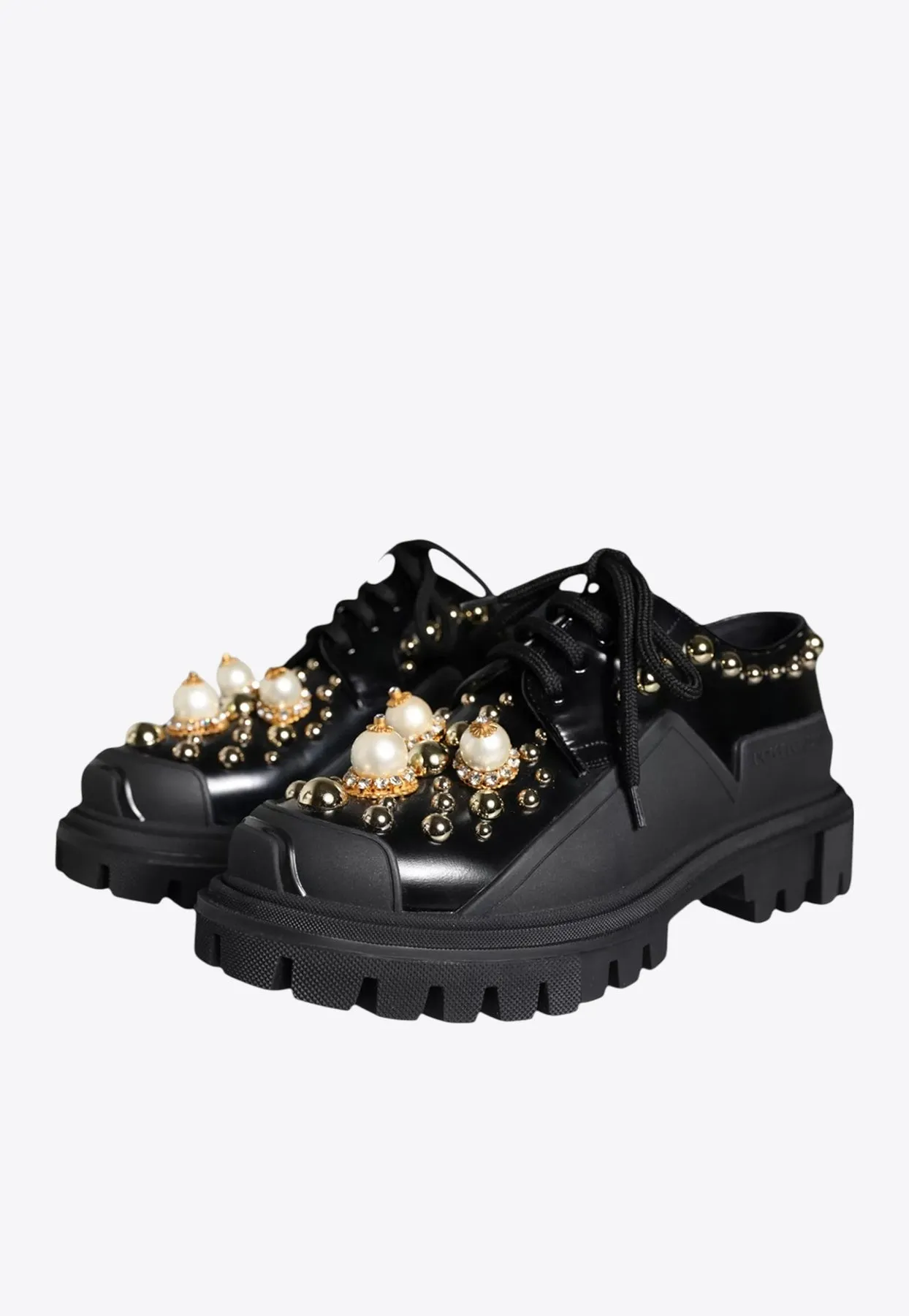 Embellished Leather Trekking Derby Shoes