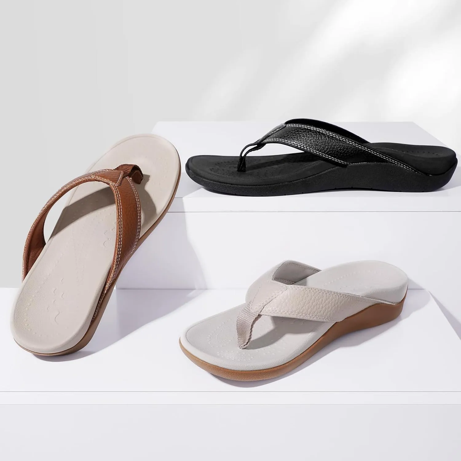 ERGOfoot Upgraded Orthotic Flip Flops with High Arch Support- Women's and Men's Thong Sandals- Walking Comfort with Orthopedic Support for Plantar Fasciitis, Flat Feet & Heel Spur- Beach Slippers