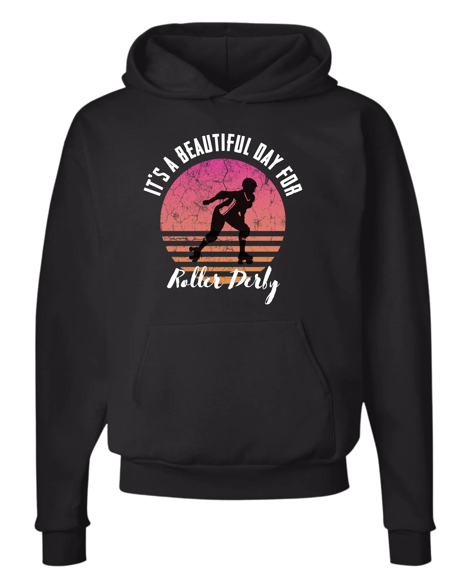 Faded pink sunset distressed "It's a beautiful day for Roller Derby" tee