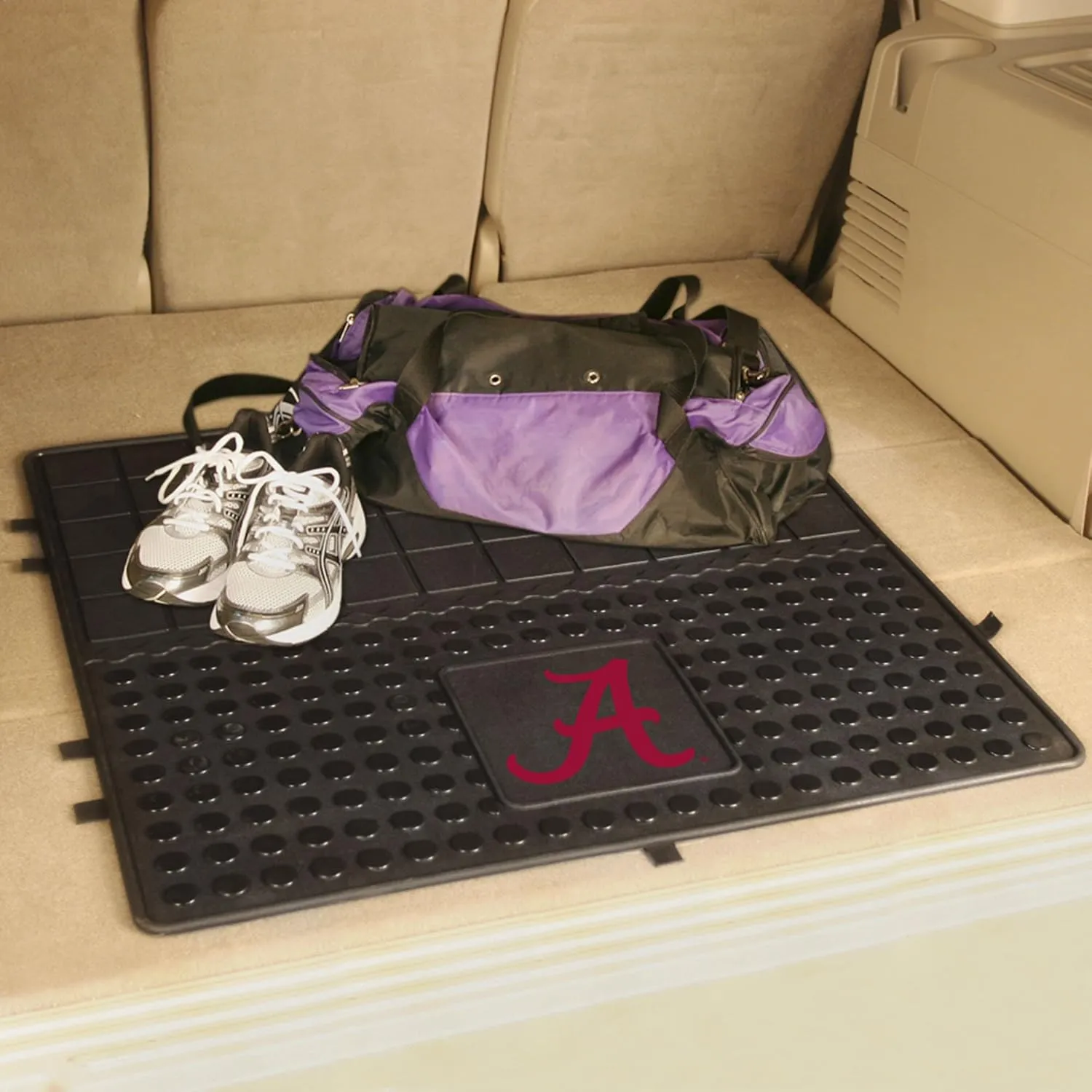 FANMATS 10821 Alabama Crimson Tide Heavy Duty Vinyl Cargo Mat 31"x31", All Weather Trunk Mat, Trunk Protection