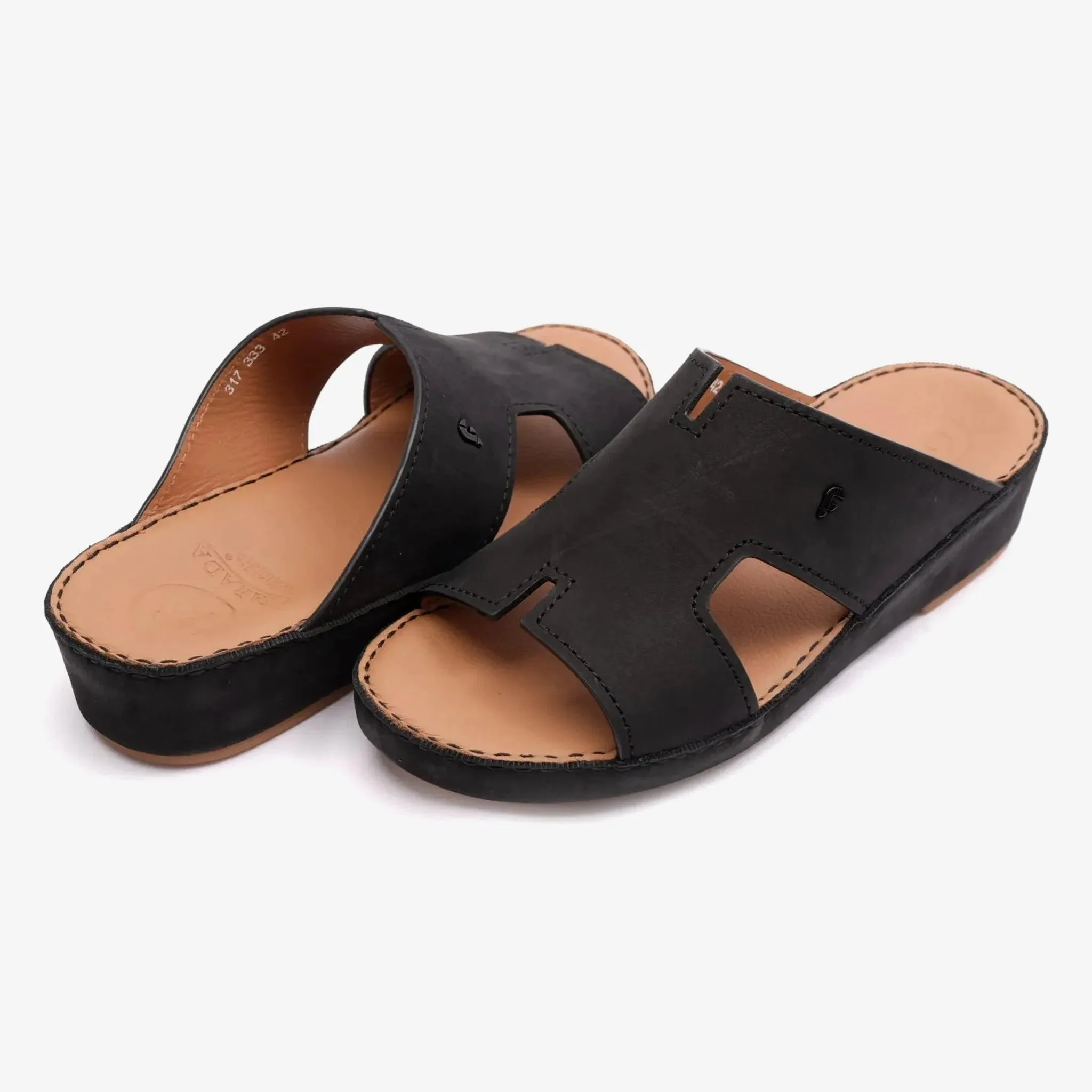 FARADA MENS ARABIC DAVINCI SUEDE SANDALS BLACK