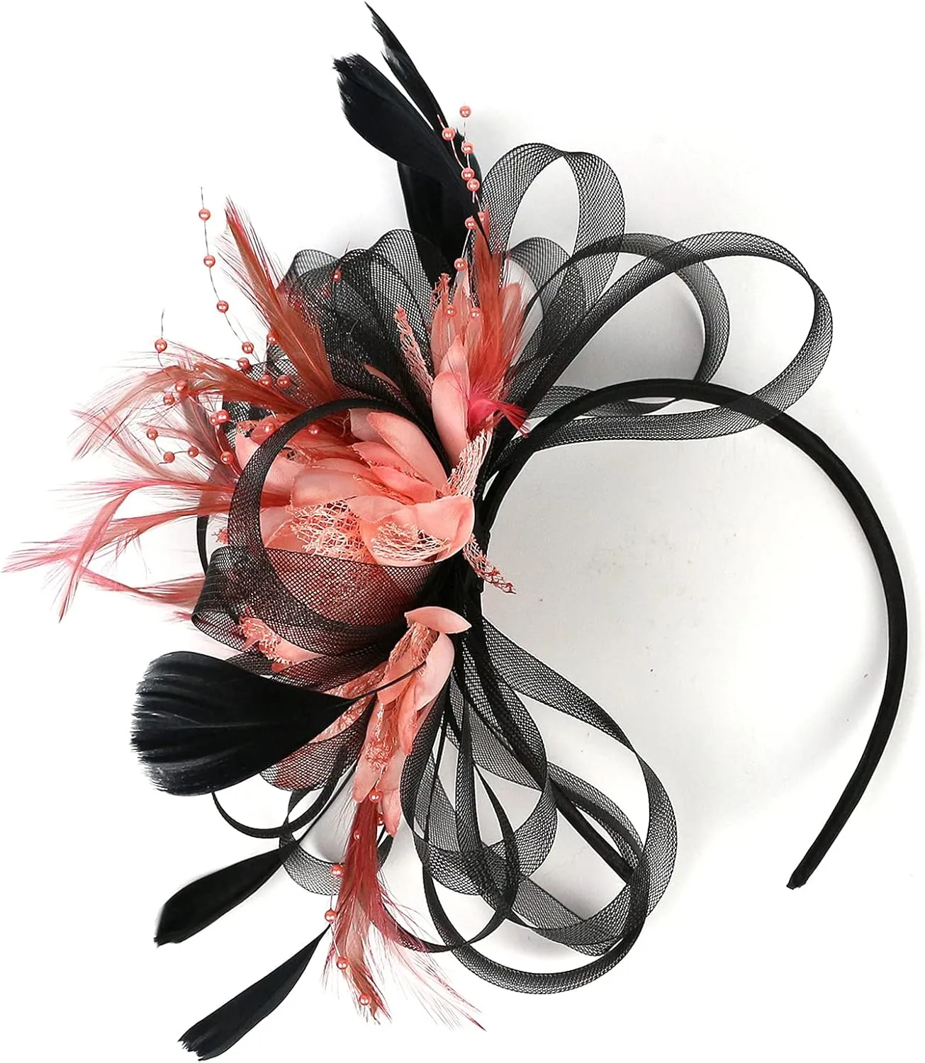 Fascinator Hats for Women Feather Flower Hair Clip Brooch Wedding Tea Party Hat Derby Race Headwear