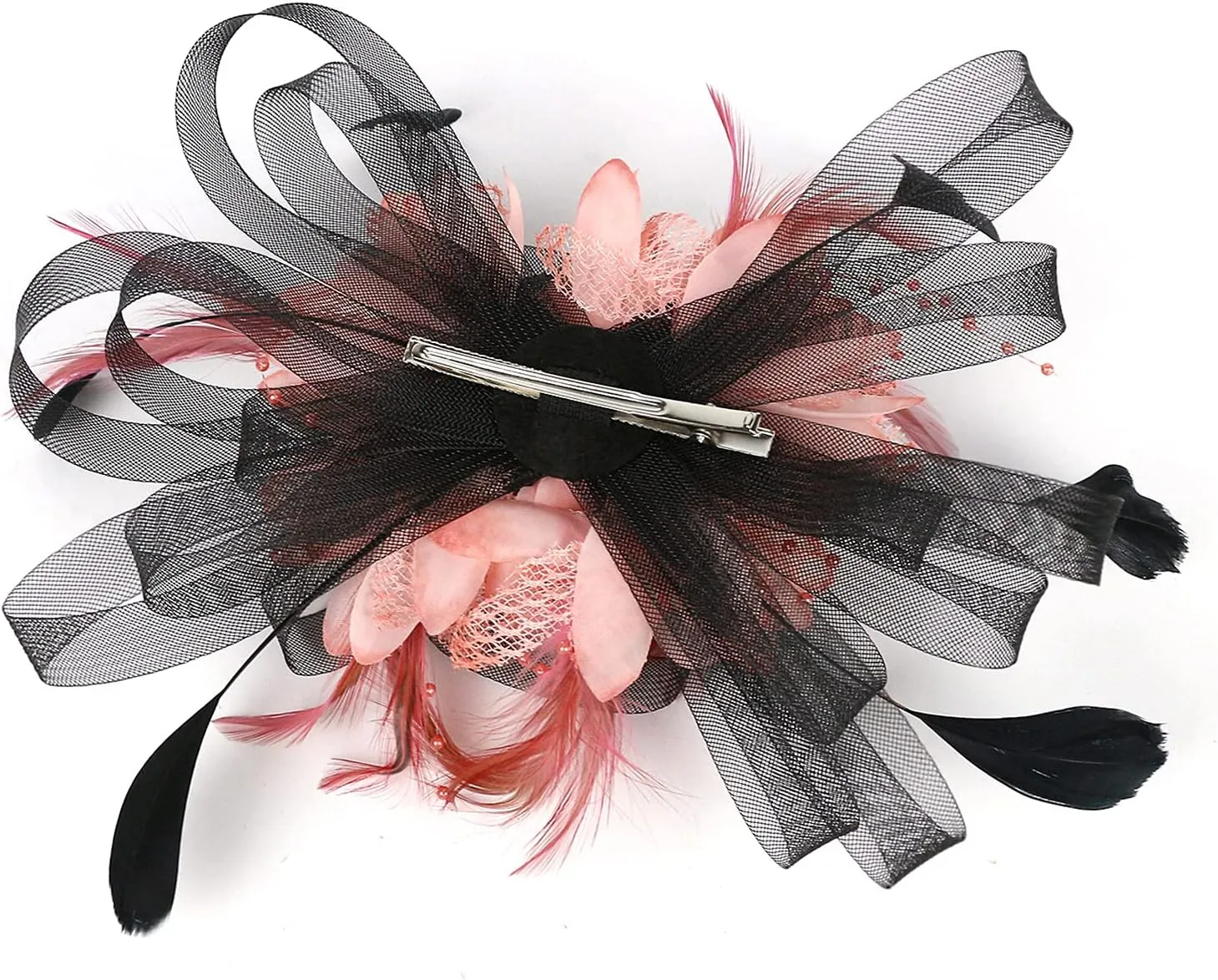 Fascinator Hats for Women Feather Flower Hair Clip Brooch Wedding Tea Party Hat Derby Race Headwear