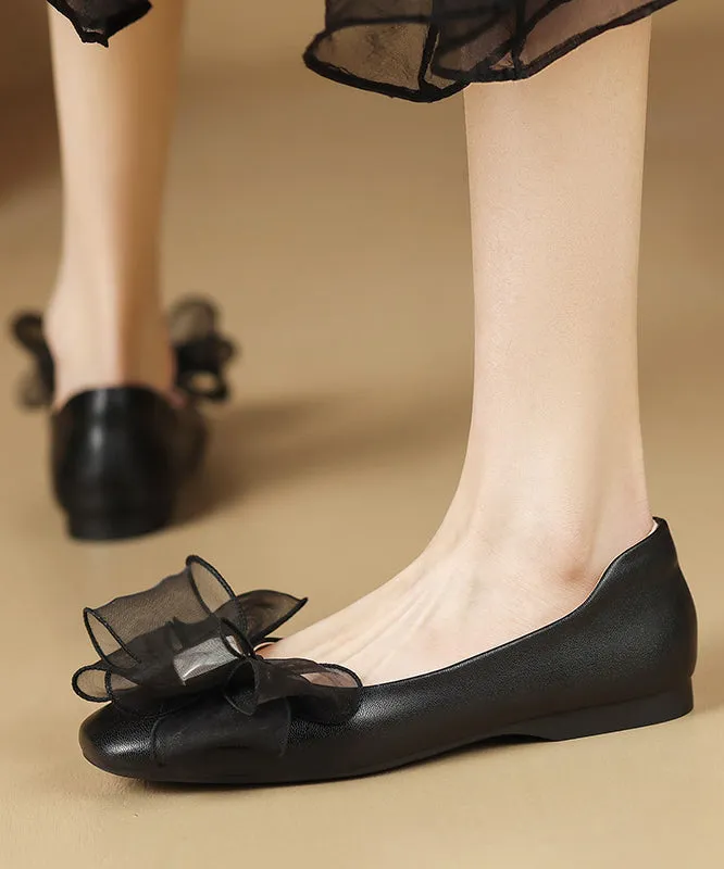 Fashion Shoes Splicing Bow For Black Flat Women
