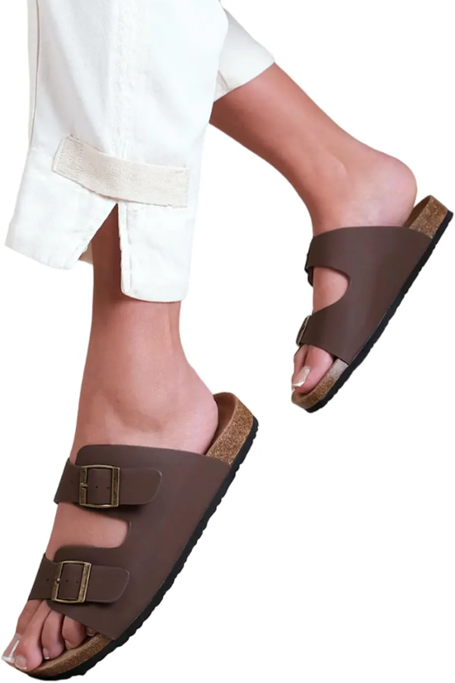 [Fashion Thirsty] Where´s That From Women's Willow Sandals Nubuck Buckle Detail Flat Women Sandals