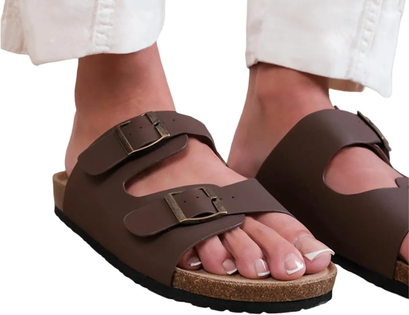 [Fashion Thirsty] Where´s That From Women's Willow Sandals Nubuck Buckle Detail Flat Women Sandals
