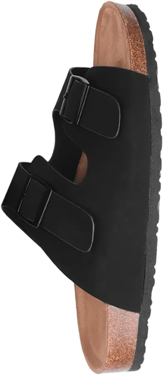[Fashion Thirsty] Where´s That From Women's Willow Sandals Nubuck Buckle Detail Flat Women Sandals