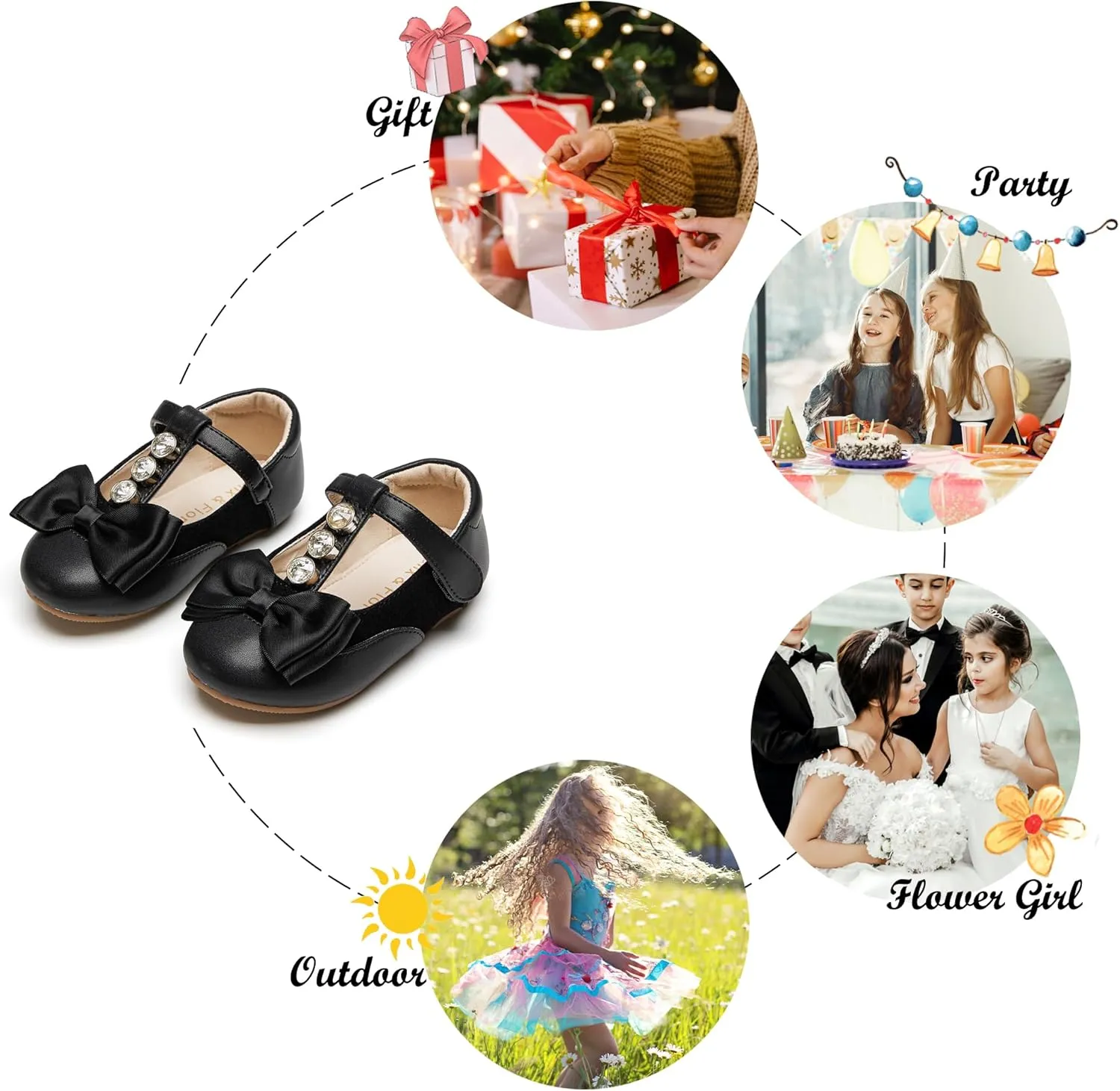Felix & Flora Toddler Little Girl Flat Oxfords Dress Shoes - Mary Jane Princess for Girl Party School Shoes.