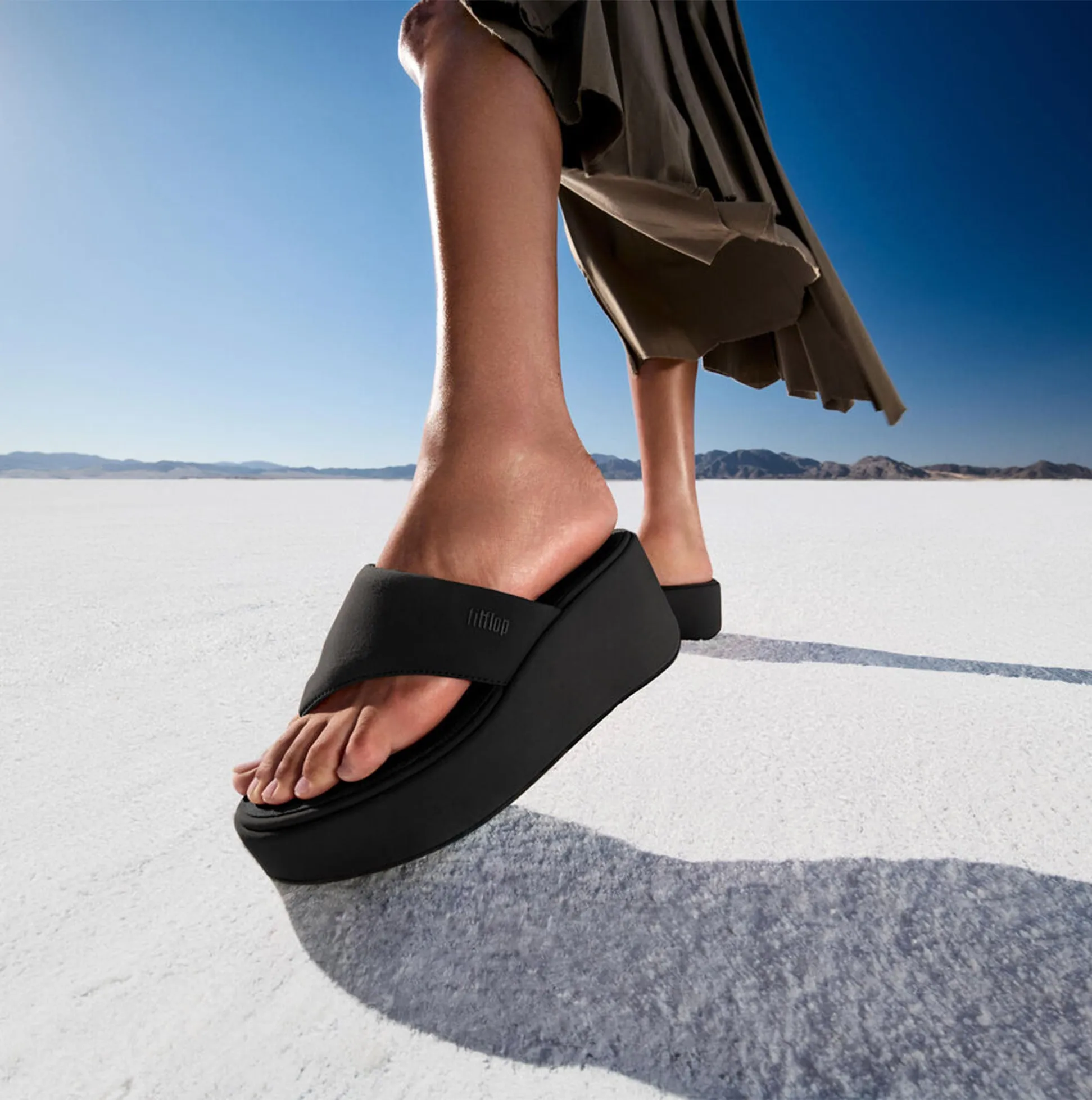 FitFlop PLATFFORMS WEDGE Womens Toe Post Sandals All Black