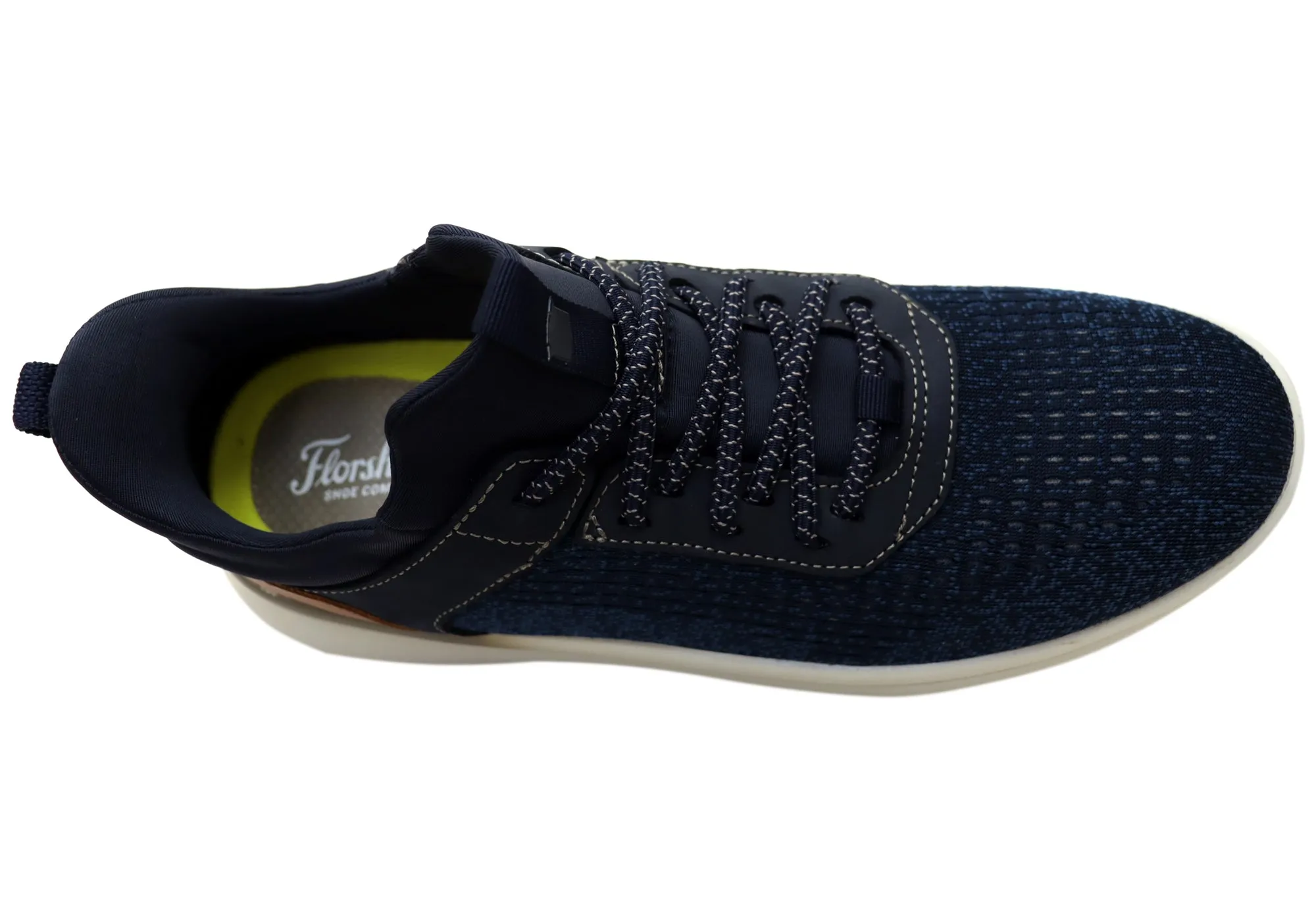 Florsheim Mens EE Extra Wide Fleet Knit Elastic Lace Sneakers