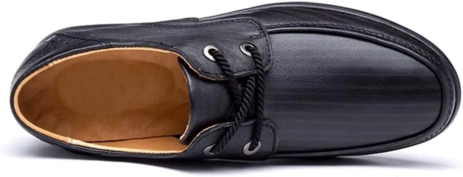 Formal Shoes Dress Oxford for Men Lace Up Round Apron Toe Derby Shoes Cowhide Non Slip Resistant Anti-Slip Block Heel Party Suitable for Many Occasions
