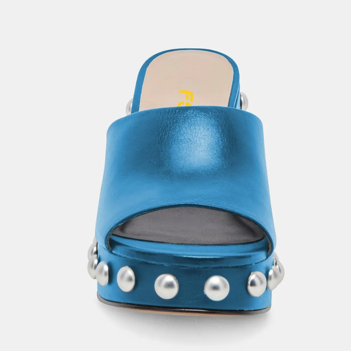FSJ Women Classic Open Toe Wedge Heels Slide Heeled Sandals Studded Metal Rivets Slip On Mules Summer Casual Dress Shoes Size 4-16 US