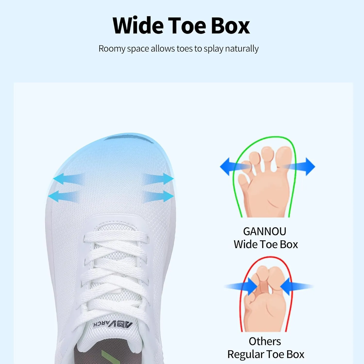 GANNOU Wide Toe Box Walking Shoes Arch Support Plantar Fasciitis Sneakers Orthotic Tennis Shoes