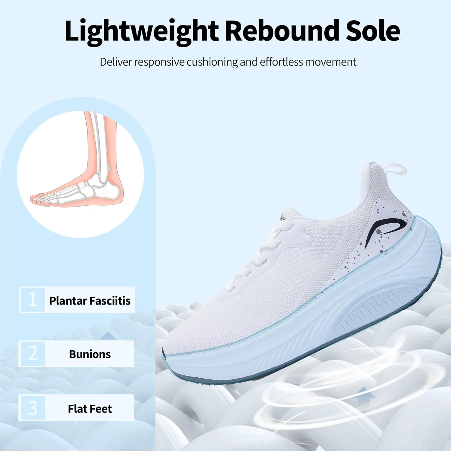 GANNOU Wide Toe Box Walking Shoes Arch Support Plantar Fasciitis Sneakers Orthotic Tennis Shoes