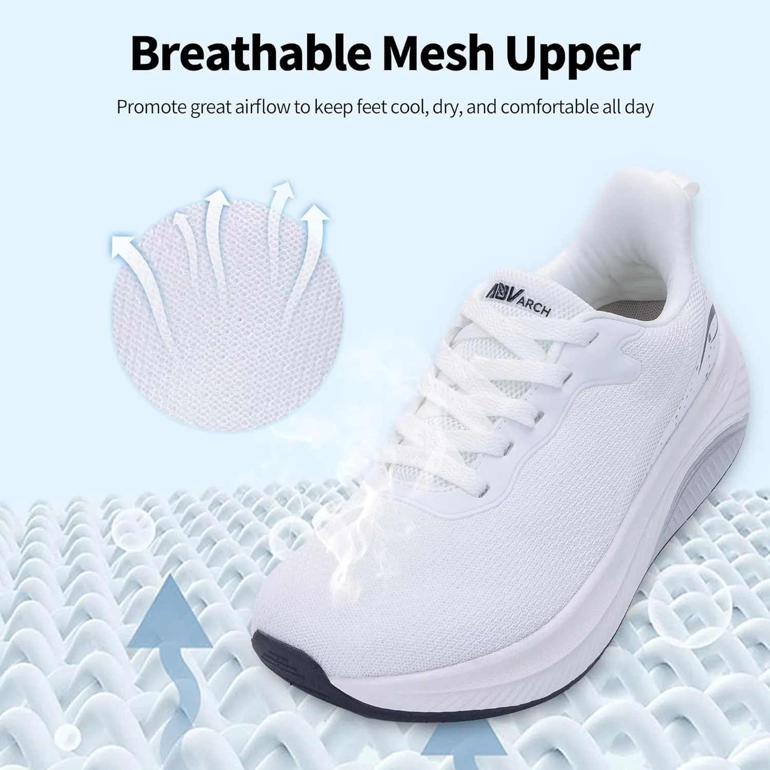 GANNOU Wide Toe Box Walking Shoes Arch Support Plantar Fasciitis Sneakers Orthotic Tennis Shoes