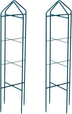 Gardener's Supply Company Zenith Folding Garden Supports, Set of 2 | Sturdy Plant Support for Growing Vegetables | Stands 38" High Installed - Blue