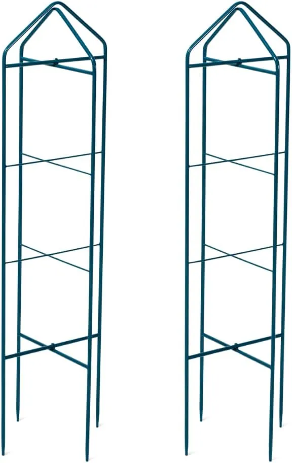 Gardener's Supply Company Zenith Folding Garden Supports, Set of 2 | Sturdy Plant Support for Growing Vegetables | Stands 38" High Installed - Blue