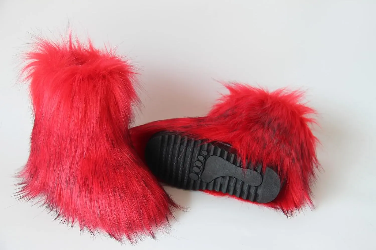 Gegefur Girls Boys Kids Faux Fur Boots Furry Fuzzy Fluffy Warm Winter Snow Boots Flat Shoes Outdoor
