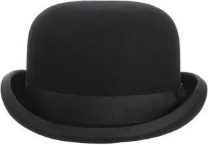 GEMVIE Black Wool Derby Hat Bowler Hat for Men Women Vintage Costumes