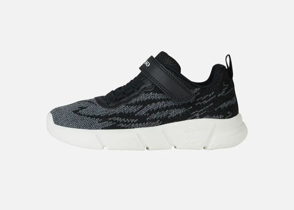 Geox  Black Grey Knit Velcro Sneaker J45DMD