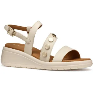 Geox D MELICONIA Synthetic Polyurethane Women's Papyrus Wedges