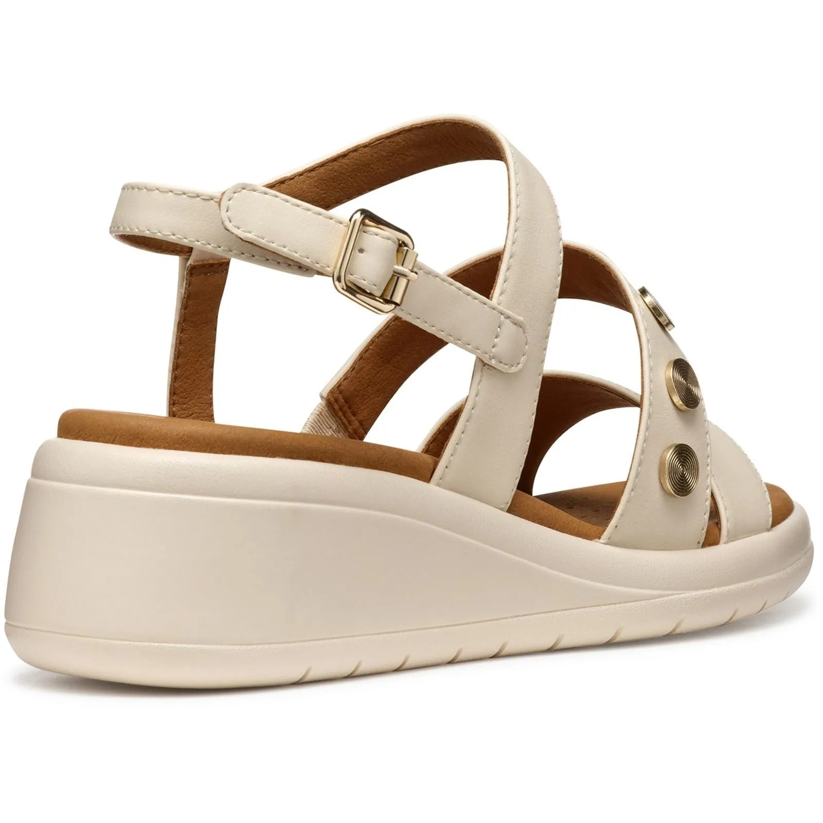Geox D MELICONIA Synthetic Polyurethane Women's Papyrus Wedges