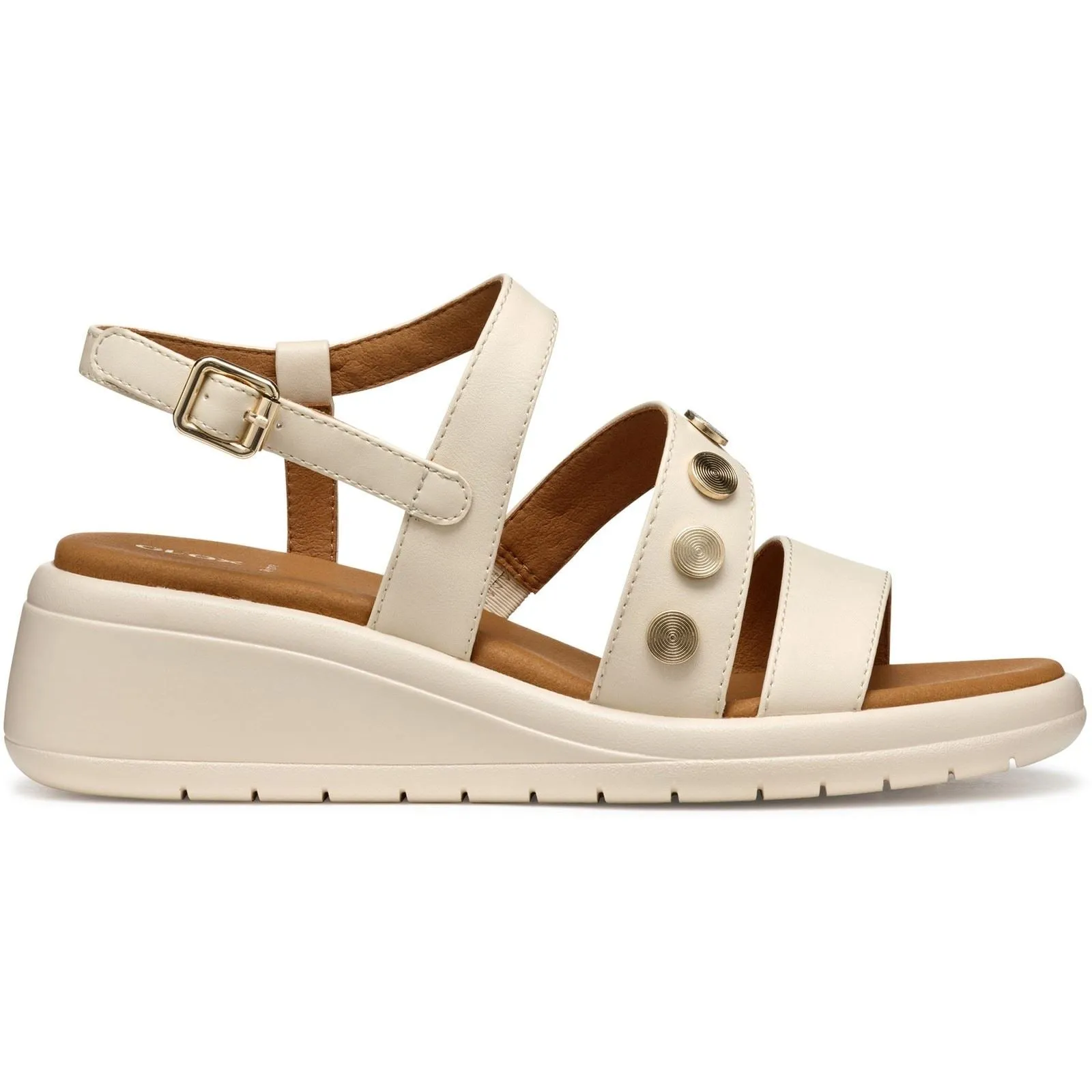 Geox D MELICONIA Synthetic Polyurethane Women's Papyrus Wedges