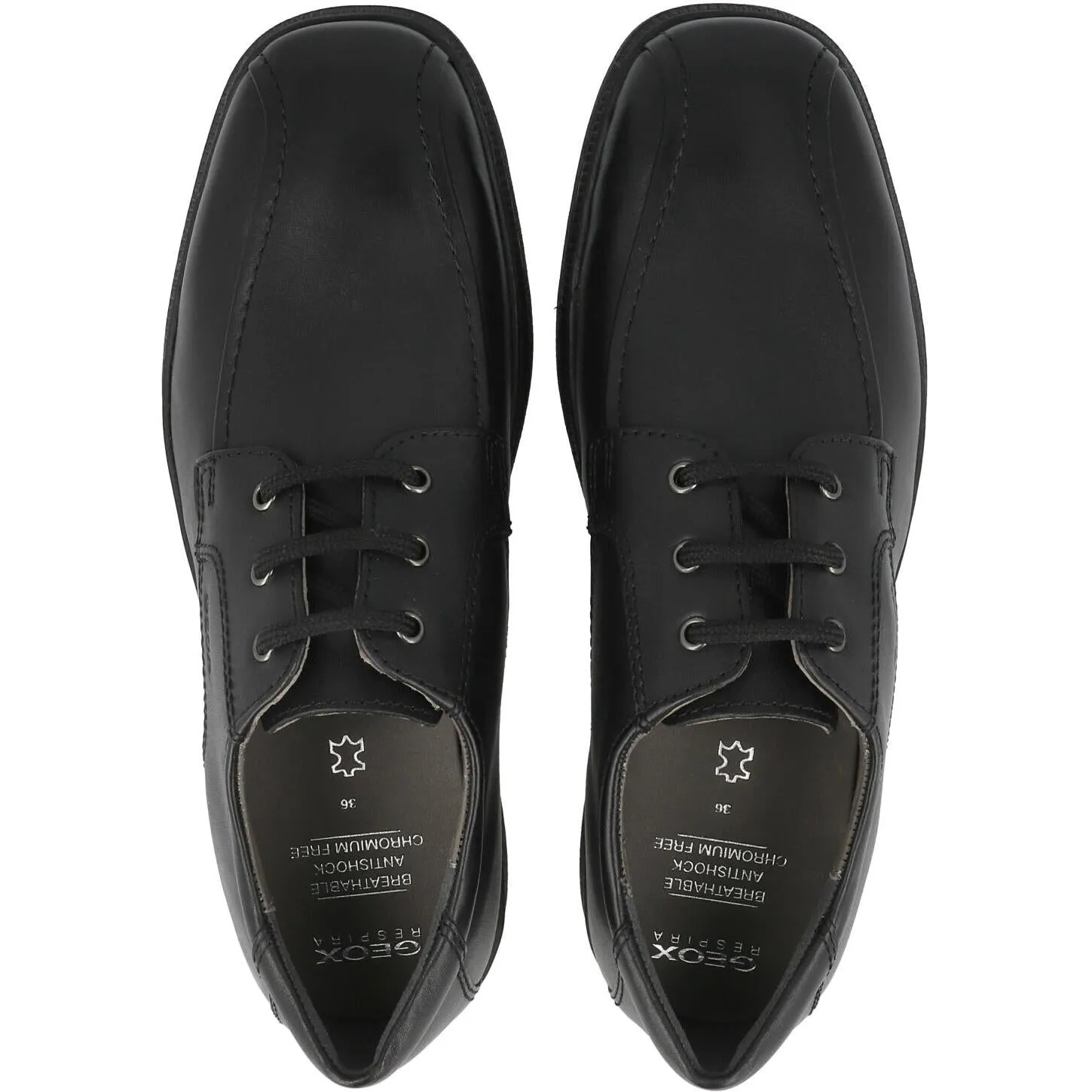 Geox Federico Black Leather School Shoes
