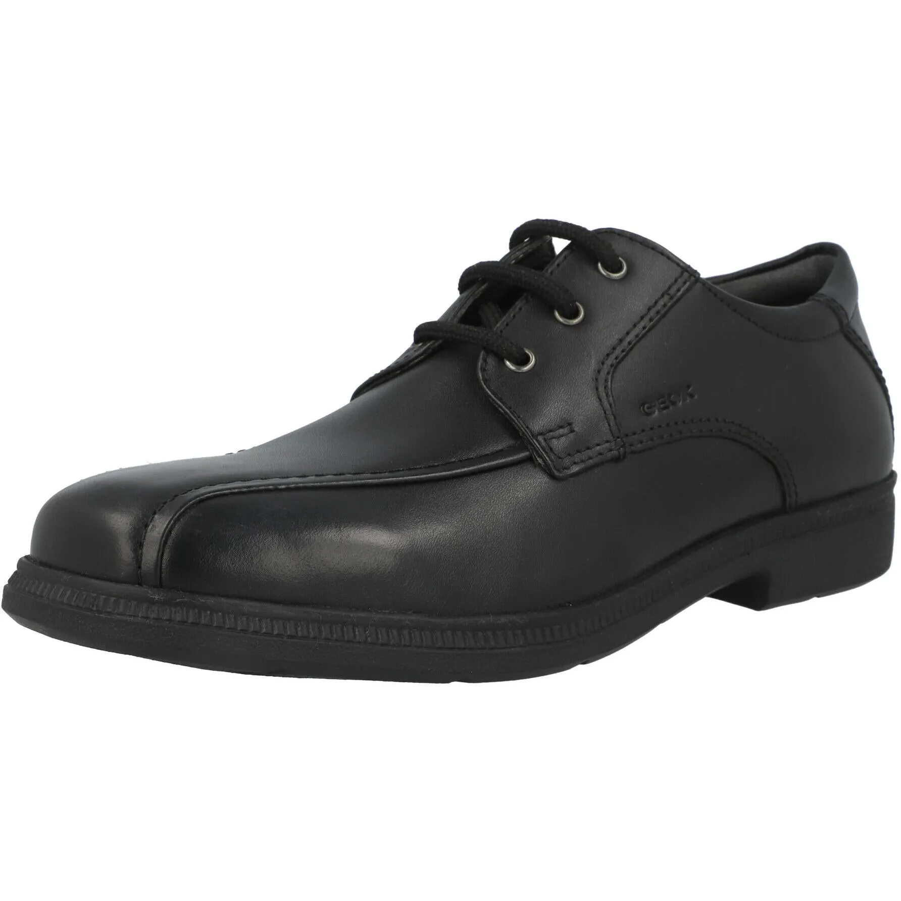 Geox Federico Black Leather School Shoes