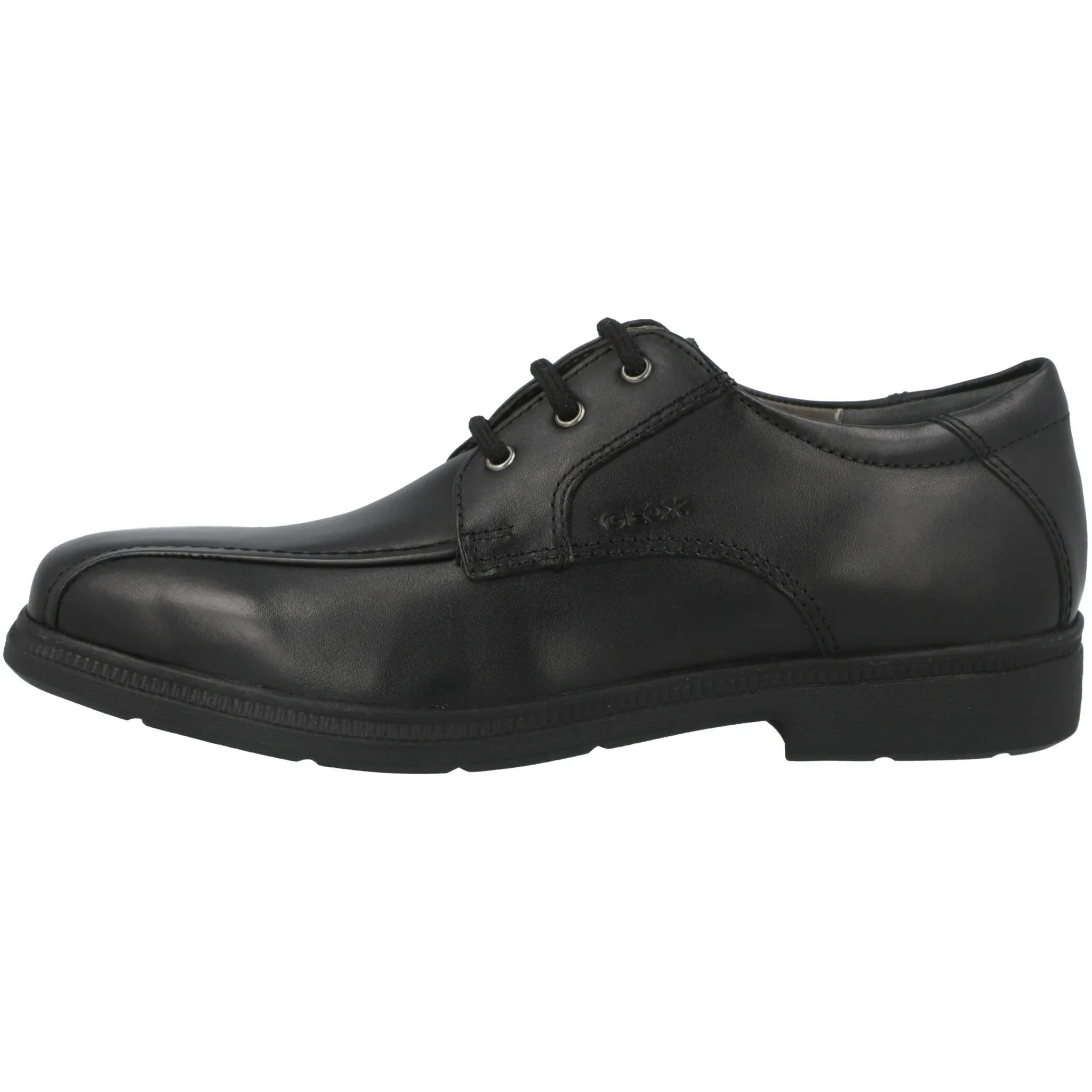 Geox Federico Black Leather School Shoes
