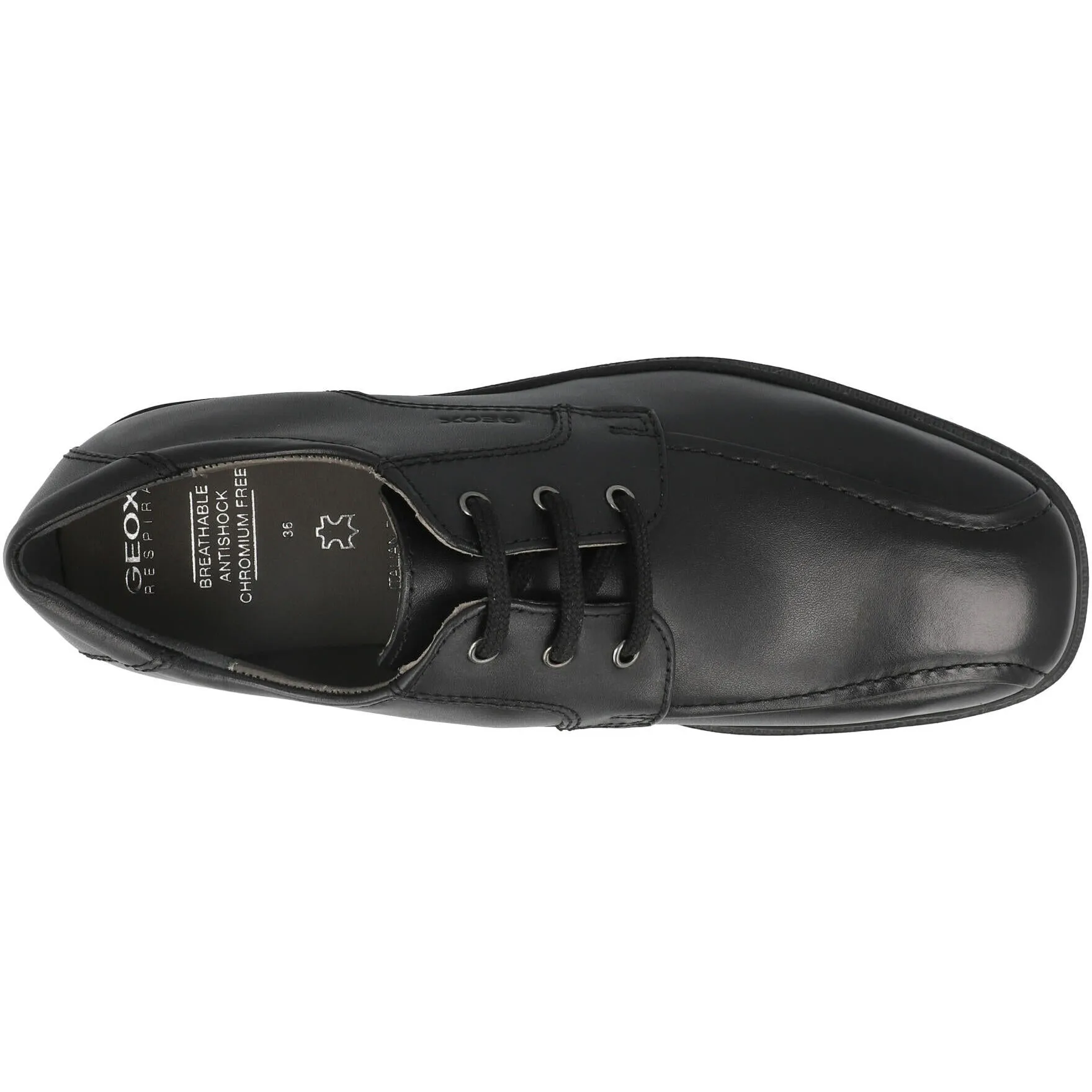 Geox Federico Black Leather School Shoes